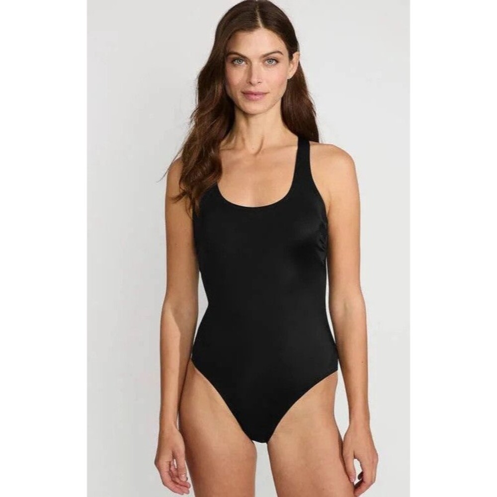 Lands'‎ End Women's Scoop Neck Soft Cup Tugless One Piece 10 Long  $80 2D159